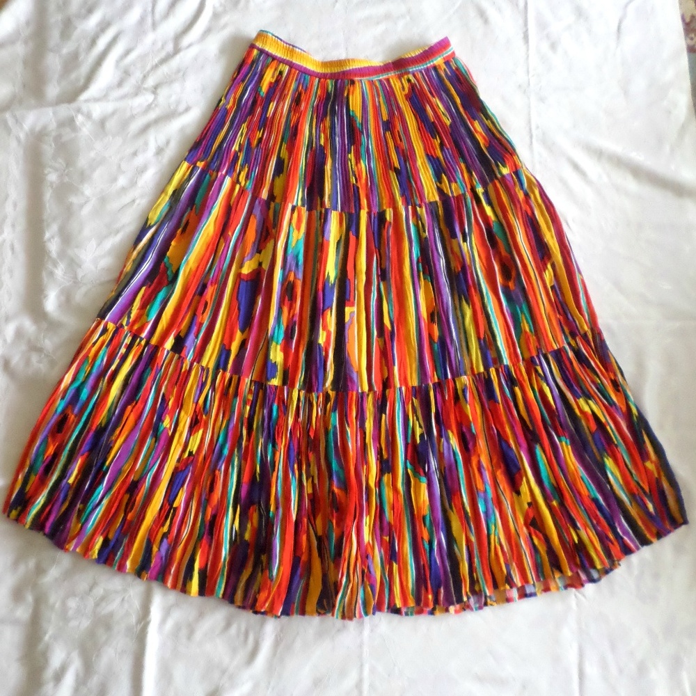 Bonnie Boynton Bright Colored Rainbow Maxi Skirt